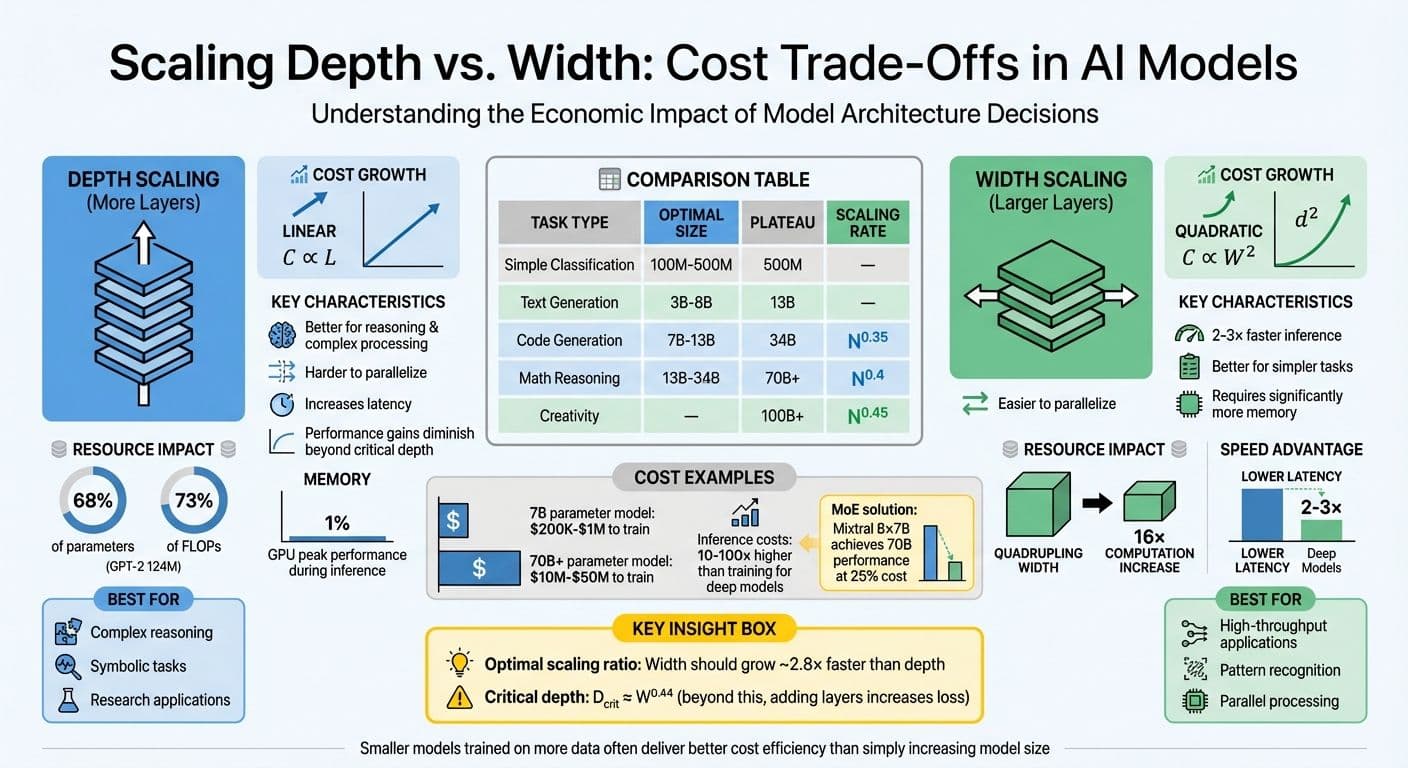 AI Model Scaling: Depth vs Width Cost and Performance Comparison