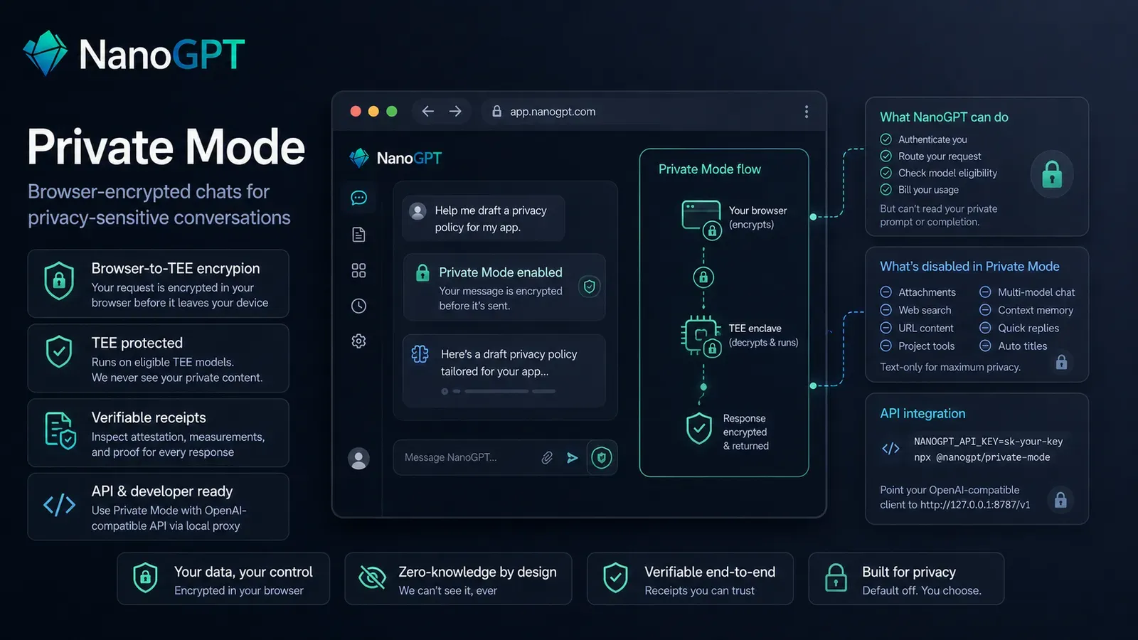 NanoGPT Private Mode overview