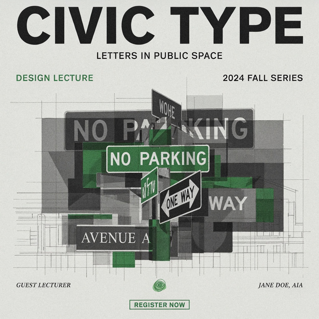 Ideogram V4 Fast CIVIC TYPE design lecture poster example
