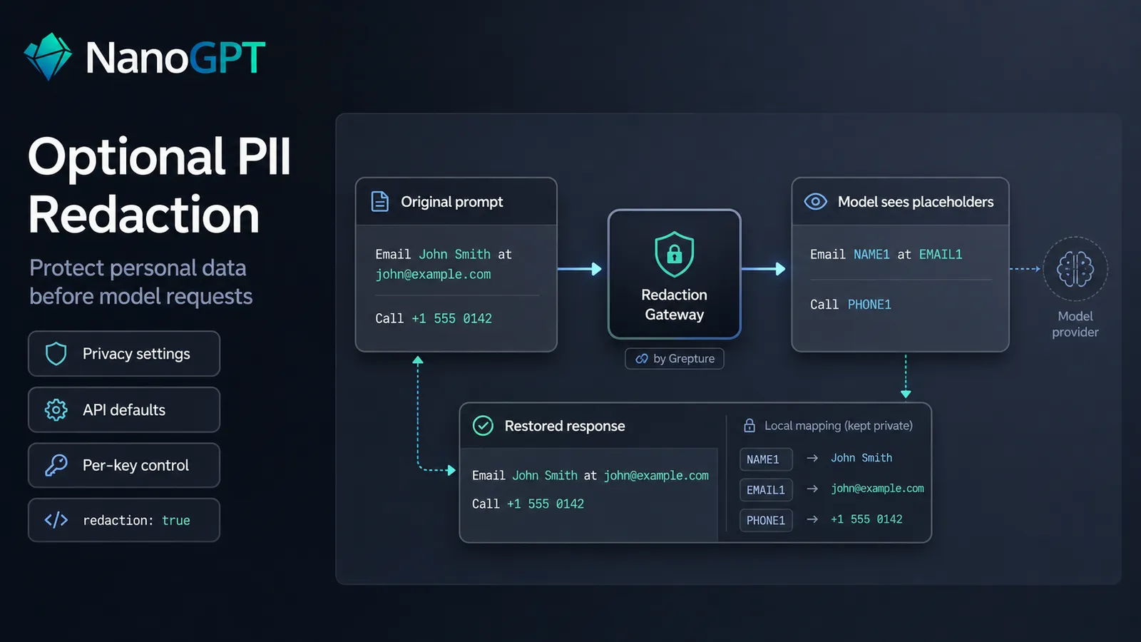 NanoGPT optional PII redaction flow