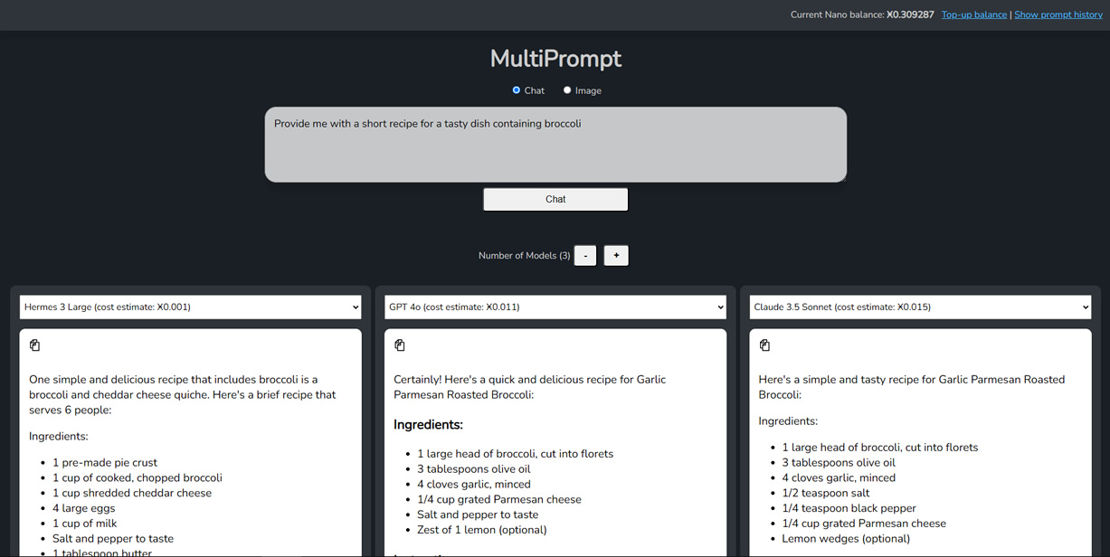 MultiPrompt Text Models Screenshot